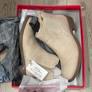 Kim Rogers Cream Perforated Ankle Boots